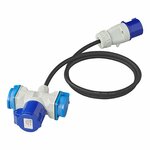 Rallonge 150 cm 3x2,5 mm² de prise CEE vers 2xSchuko + 1xprise CEE