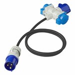 Rallonge 150 cm 3x2,5 mm² de prise CEE vers 2xSchuko + 1xprise CEE