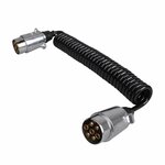 Cable spirale 3,5 m avec 2 fiches 7 broches en metal sous blister