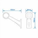 Feu de largeur 12/24V rouge/blanc 166x193mm LED droite