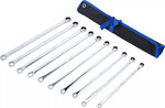 Jeu de cle polygonales a cliquet et de cle polygonales extra longues 10 - 19 mm 10 pieces