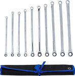 Jeu de cle polygonales a cliquet et de cle polygonales extra longues 10 - 19 mm 10 pieces