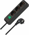 Multiprise avec interrupteur 3 prises noir 5 m H05VV-F 3G1,5