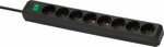 Multiprise avec interrupteur 8 prises noir 3 m H05VV-F 3G1,5