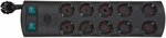 Prolongateur multiprise 10 prises noir 2m H05VV-F 3G1,5 Prises commutables par cinq