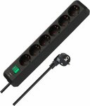 avec interrupteur 6 prises noir 1,5 m H05VV-F 3G1,5