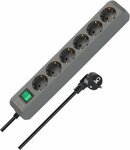 avec interrupteur 6 prises gris argente 1,5 m H05VV-F 3G1,5