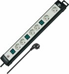Technique 6 prises noir gris clair 3 m H05VV-F 3G1,5 prises commutables par deux avec agencement special des prises pour les unites d'alimentation