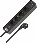 Prolongateur multiprise Ecolor avec prises-chargeur USB 4 prises noir noir 1,5m H05VV-F 3G1,5 avec interrupteur