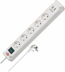 Prolongateur multiprise Bremounta avec chargeur USB 5 prises blanc 3m H05VV-F 3G1,5 avec interrupteur