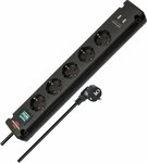 Prolongateur multiprise Bremounta avec chargeur USB 5 prises noir 3m H05VV-F 3G1,5 avec interrupteur