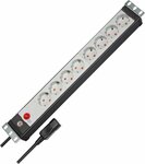 Prolongateur multiprise 19 pour armoires electriques 8 prises noir gris clair 3m H05VV-F 3G1,0 19 format avec fiche d'appareilsa froid