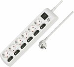Bande de prises commutables individuellement 6 fois 2m H05VV-F 3G1,5 blanc