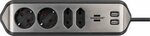 Prolongateur multiprise estilo avec fonction de charge USB 4 voies 2x contact de la terre & 2x Euro argent noir