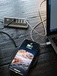 Chargeur multiple USB avec cable textile de 1,5m 4x USB + 1x USB C Power Delivery