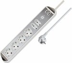 Prolongateur multiprise estilo avec fonction de charge USB 6 voies 4x Prises de contact de protection & 2x Euro argent blanc