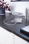 Prolongateur multiprise estilo avec fonction de charge USB 6 voies 4x Prises de contact de protection & 2x Euro argent blanc