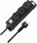 Multiprise avec interrupteur IP44 triple noir 2m H07RN-F 3G1,5