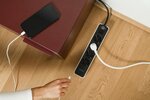 Multiprise avec 2 prises de charge USB C 4 prises blanc noir 1,5m H05VV-F3G1,5