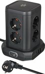 Tour de prises 8x avec 2x USB A, 1x USB C Power Delivery noir 2m H05VV-F3G1.5
