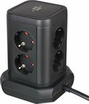 Tour de prises 8x avec 2x USB A, 1x USB C Power Delivery noir 2m H05VV-F3G1.5