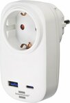Adaptateur de prise de courant avec chargeur USB C Power Delivery 20W, 1x USB A 18W blanc