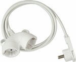 Rallonge en plastique de qualite 3m H05VV-F 3G1,5 blanc avec connecteur plat et double prise