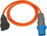 Cable adaptateur camping maritim IP44 1,5m orange H07RN-F 3G2,5 Fiche de contact de protection, prise CEE 230V 16A