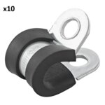 Collier fixation cable 8 mm avec protection en caoutchouc x10 pieces