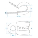 Collier fixation cable 10 mm avec protection en caoutchouc x10 pieces