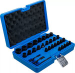 Jeu de douilles spiralees/extracteur de vis (1/4) / (3/8) metriques et pouces 32 pieces