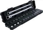 Jeu de cles annulaires et articulees a cliquet extra longues 27 pcs