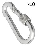 Mousqueton metallique 6x60mm avec fermeture a vis x10 pieces