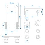 Support en U angulaire 40 mm - lot de 2 pieces