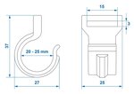 Clip de tente pour mat de tente 20-25mm avec fente noir x10 stuks