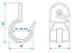 Clip de tente pour mat de tente 19-22mm avec crochet x10 stuks
