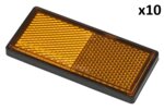 Reflecteur orange 85x39mm autocollant avec plaque de base x10 pieces