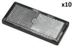 Reflecteur blanc 85x39mm autocollant avec plaque de base x10 pieces