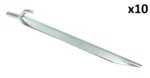 Piquet de tente 25 cm en metal avec crochet x10 pieces