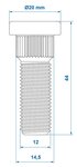 Boulon de roue M12x1,5 cannele 14,5 mm x10 pieces