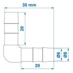 Raccord coude pour tuyau 8 mm x10 pieces