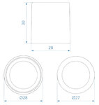 Reducteur de tuyau d’evacuation Ø28 mm vers Ø17 mm PE noir x5 pieces