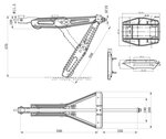 Bequille d’angle caravane 1000 kg 605 x 280 mm H : 470 mm avec pied de stabilisation et mecanisme de vissage prolonge