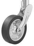 Roue jockey 570/60 mm avec jante metallique large et pneu en caoutchouc 220 x 65 mm, repliable 300 kg