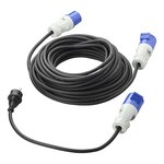 Ensemble CEE avec rallonge de 20 m 3x2,5 mm et adaptateur 40 cm de prise Schuko vers CEE dans sac de rangement