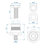 Bornes de batterie vissables (+) et (-) en laiton M8 avec boulon et rondelle