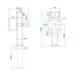 Bequille 60x60 mm basculante SF60 D85 SW19 360-595 mm 1350 kg