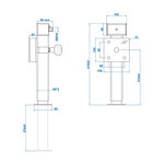 Pied de support 60x60 mm inclinable SF60 D42 SW19 410–655 mm 1300 kg