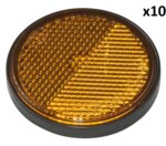 Reflecteur orange 58 mm autocollant avec plaque de base x10 pieces