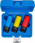 Jeu de douilles de puissance avec protection (1/2) 17 / 19 / 21 mm 3 pieces